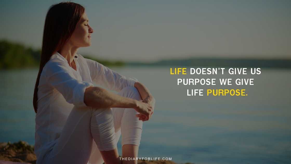 Life doesn't give us purpose we give life purpose